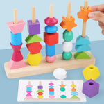 Montessori Colours and Shapes Threading Toy Made of Wood My Store