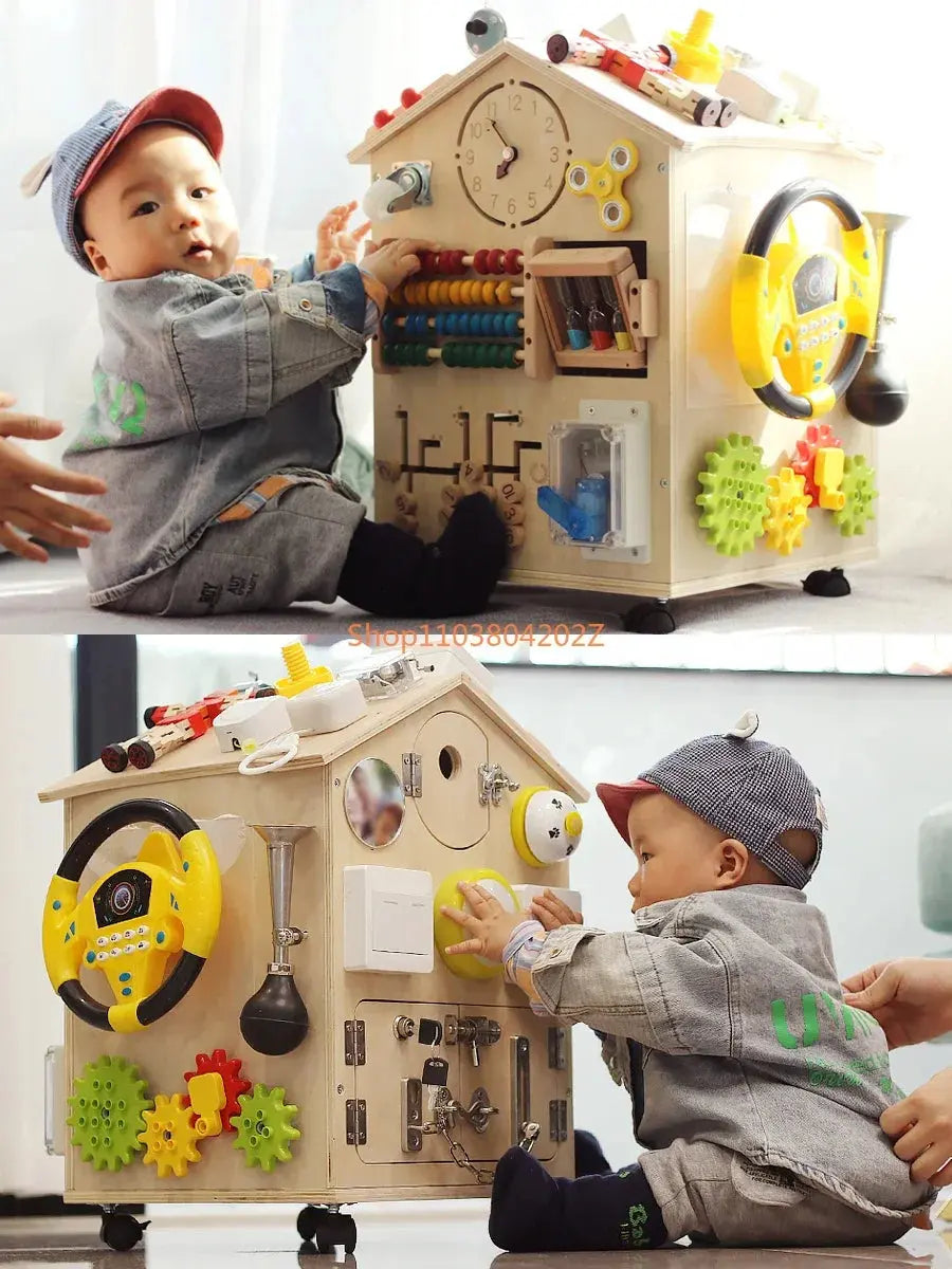 Handcrafted Montessori Wooden Activity House My Store