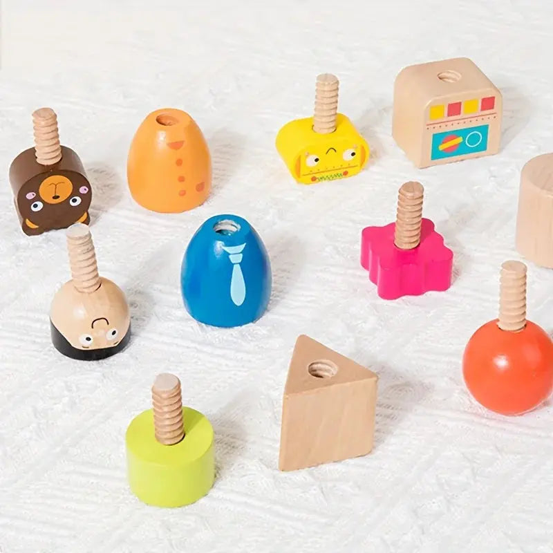 Montessori Screw Figures Wooden Toy My Store