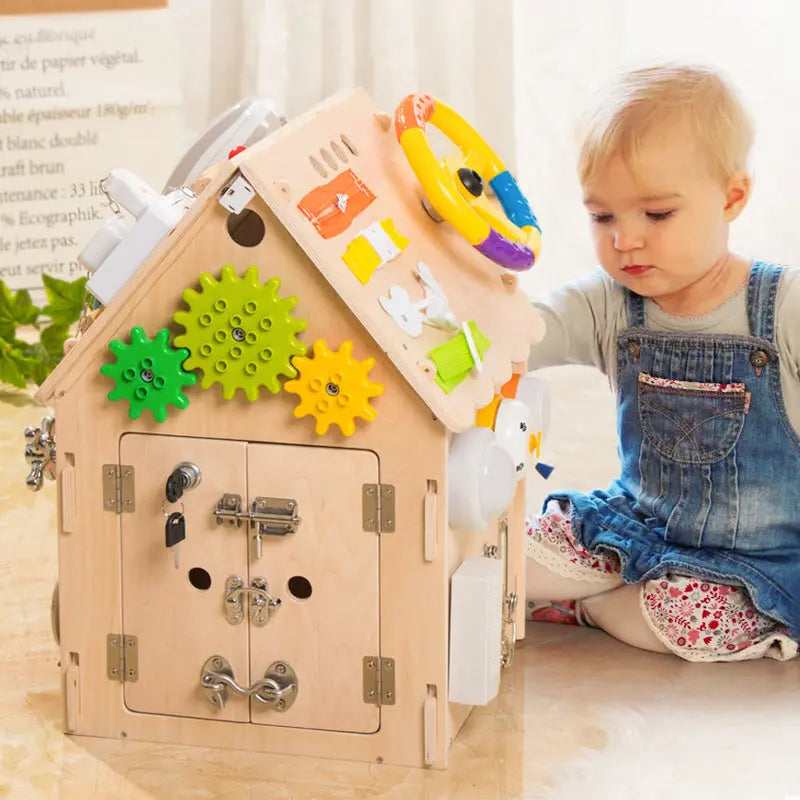 Handcrafted Montessori Wooden Activity House My Store