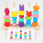 Montessori Colours and Shapes Threading Toy Made of Wood My Store