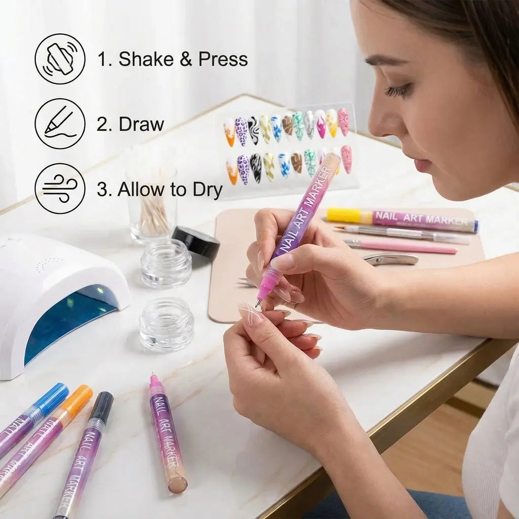 Nail Art Marker Set with Precision Tip – Acrylic Paint Pens for Fine Nail Designs My Store