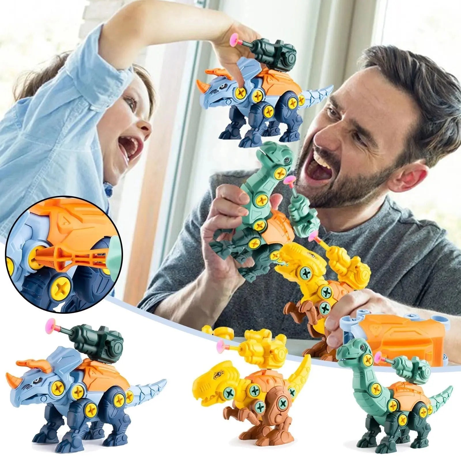 Dinosaur Screw Toy Set with Suction Cup Cannon My Store