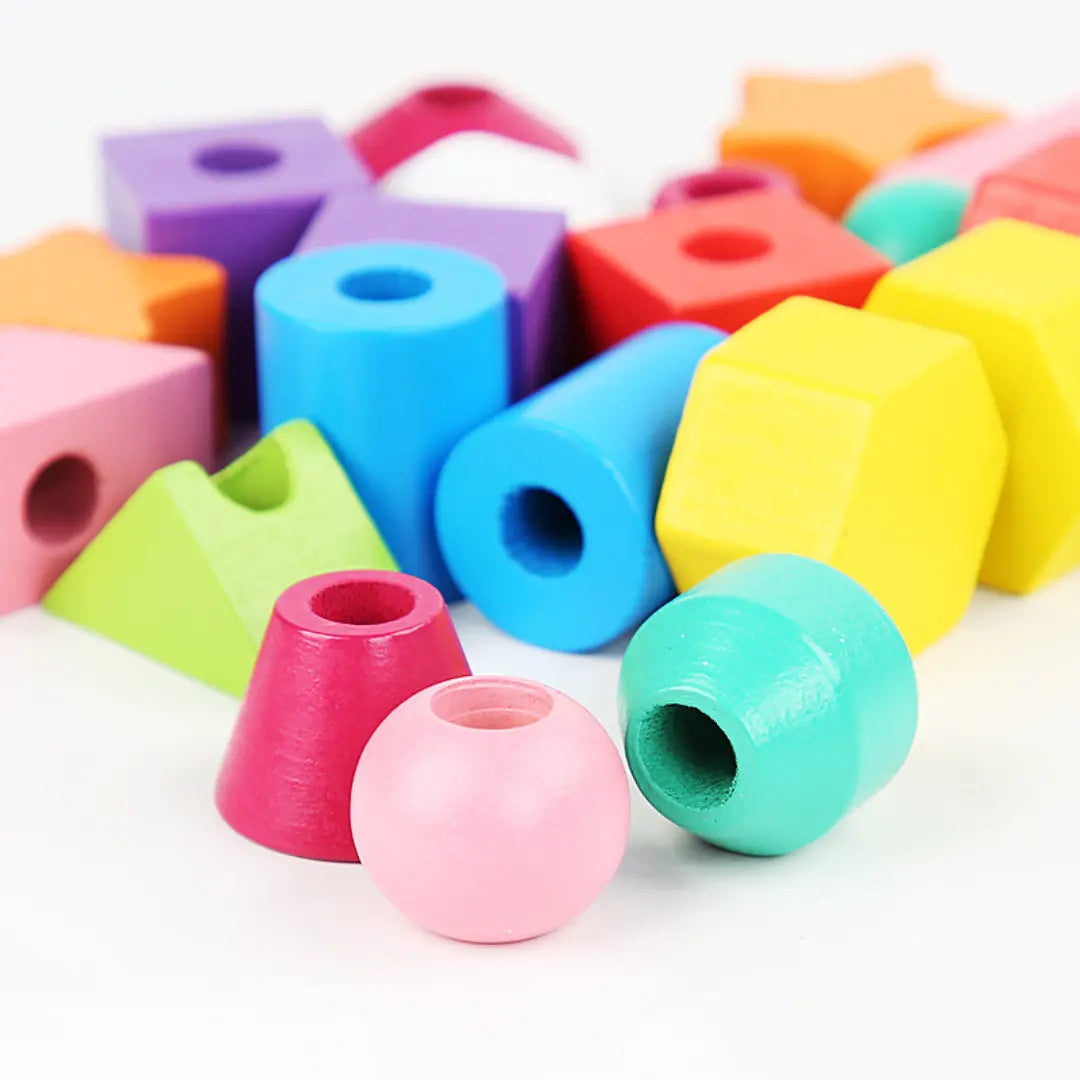 Montessori Colours and Shapes Threading Toy Made of Wood My Store