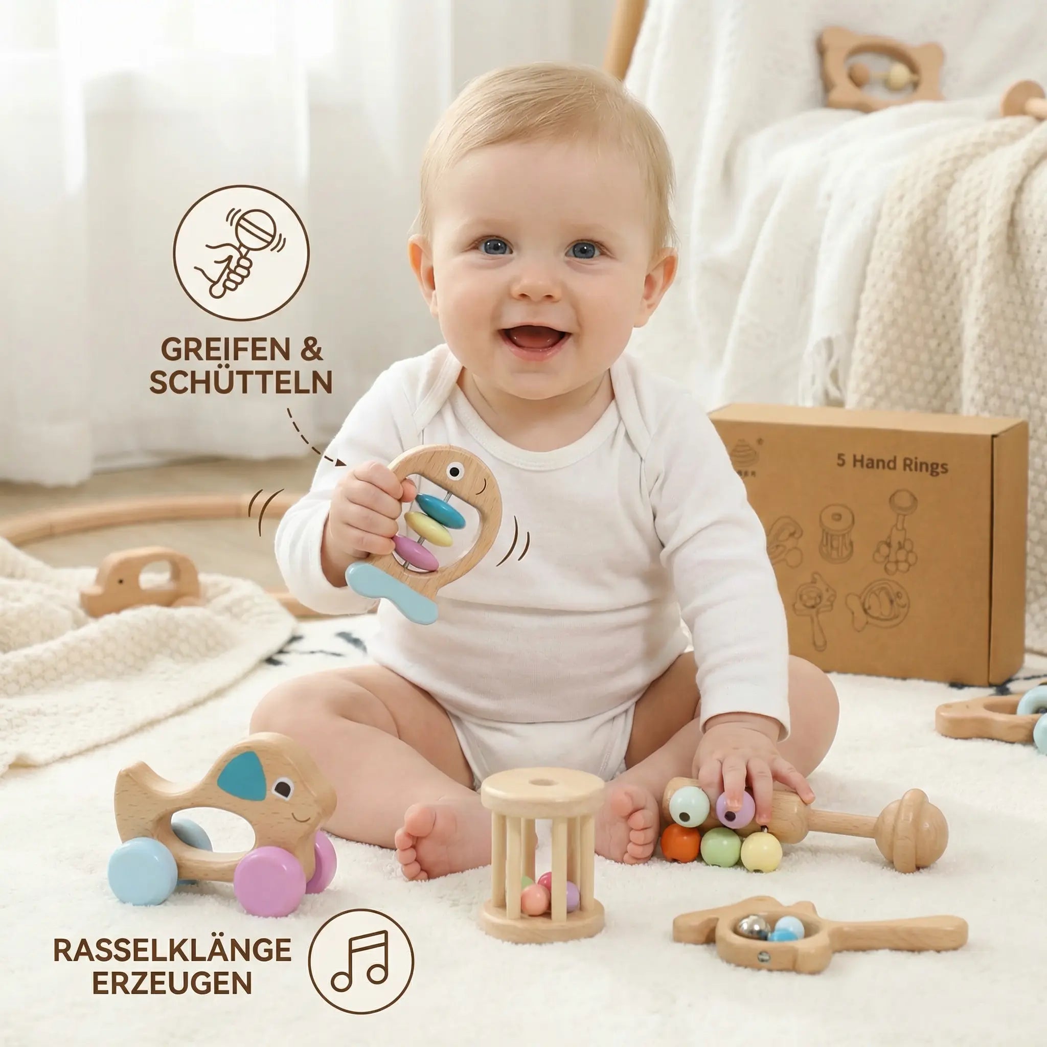 Wooden Baby Gift Set – Rattle & Musical Toy for Newborns My Store