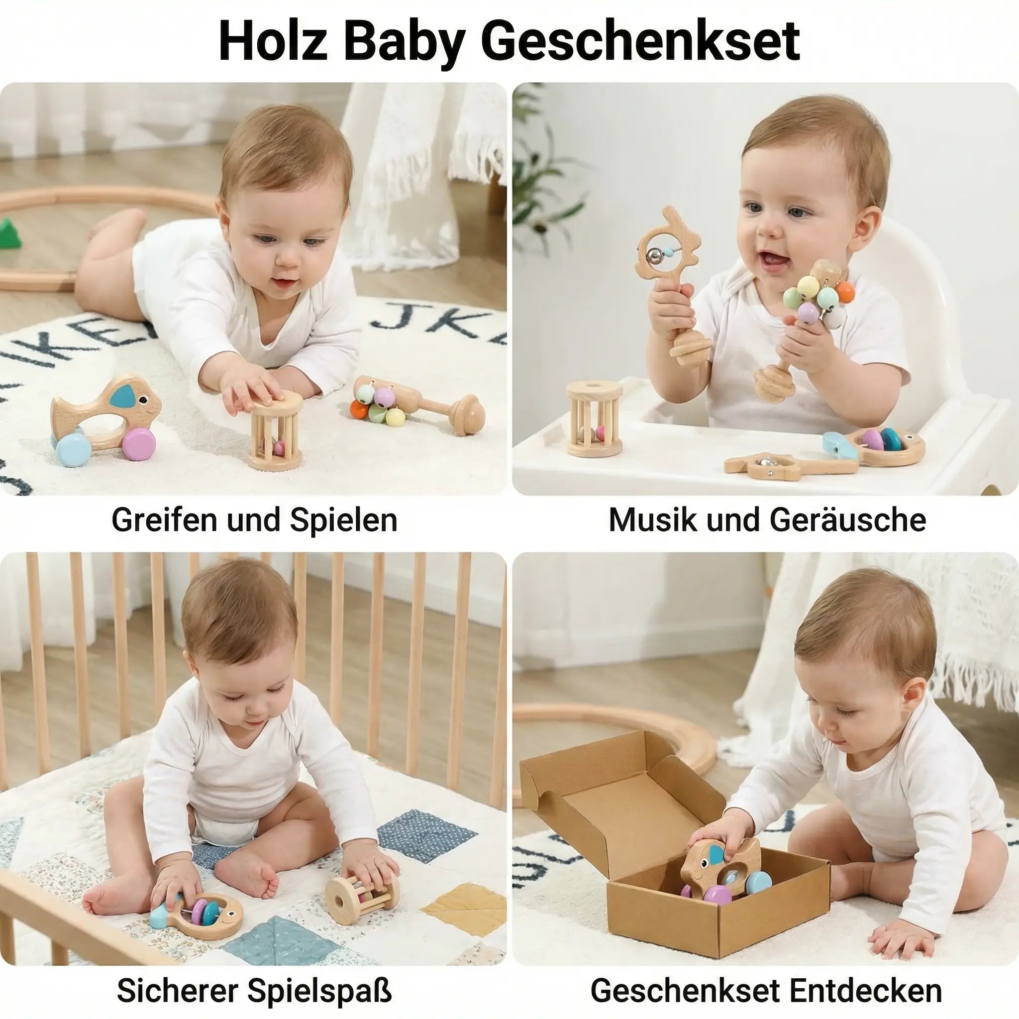 Wooden Baby Gift Set – Rattle & Musical Toy for Newborns My Store