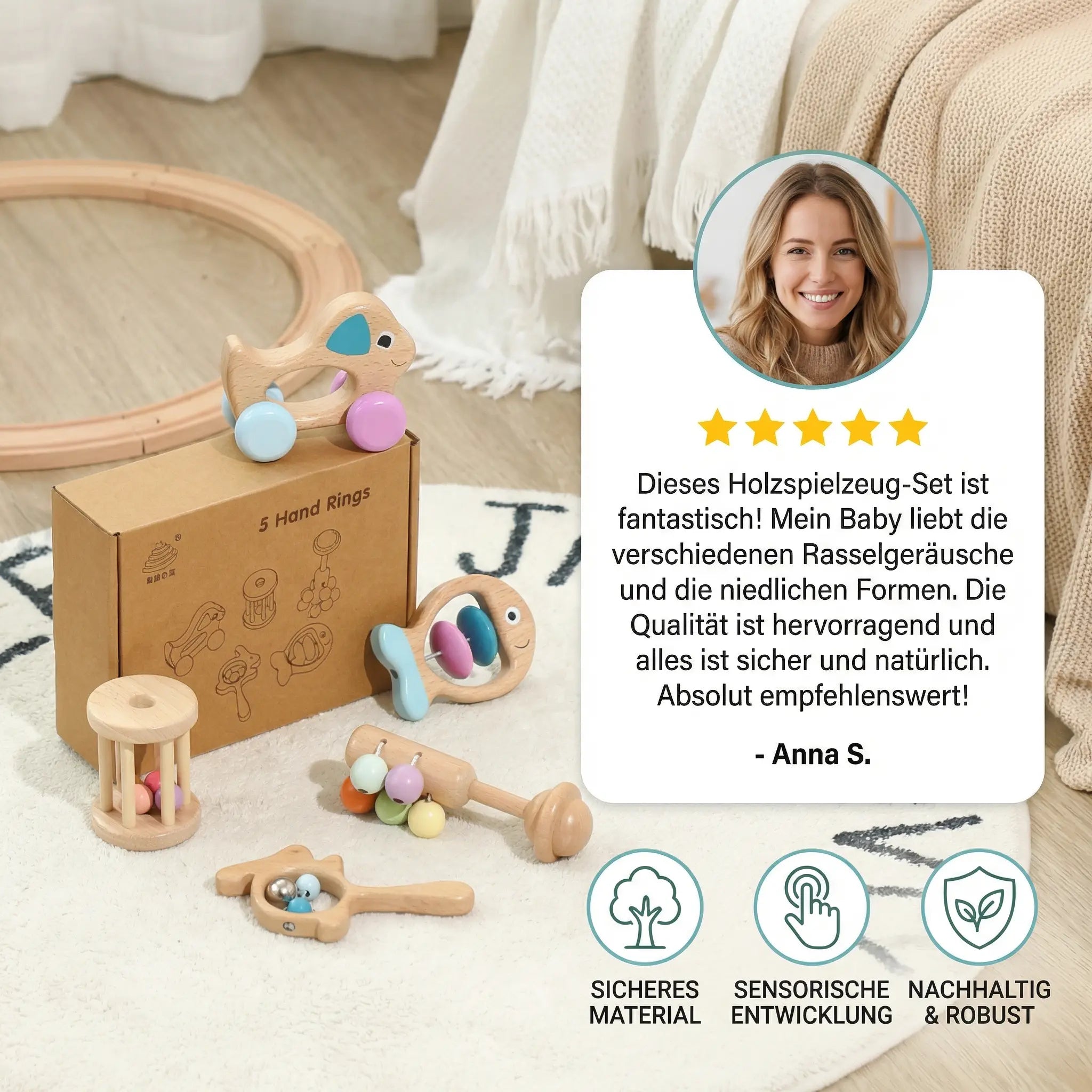 Wooden Baby Gift Set – Rattle & Musical Toy for Newborns My Store