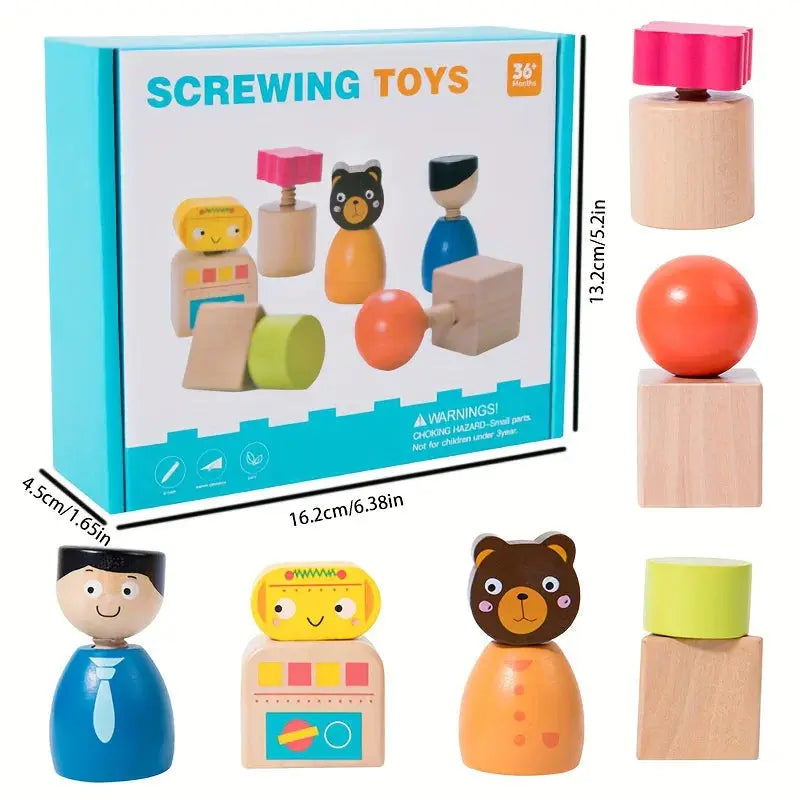 Montessori Screw Figures Wooden Toy My Store