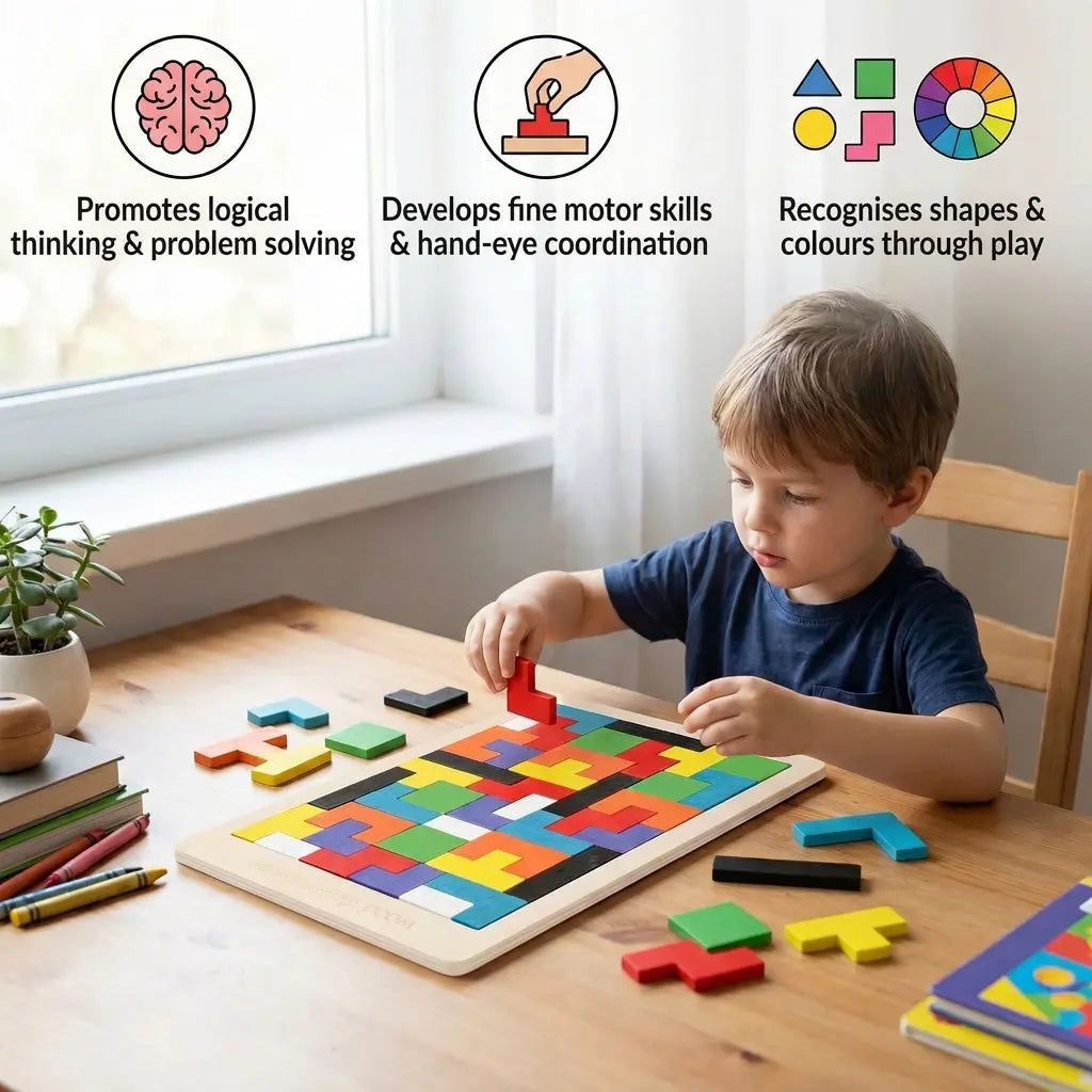 Educational Wooden Tangram Puzzle – Colourful Montessori Learning Game for Children My Store