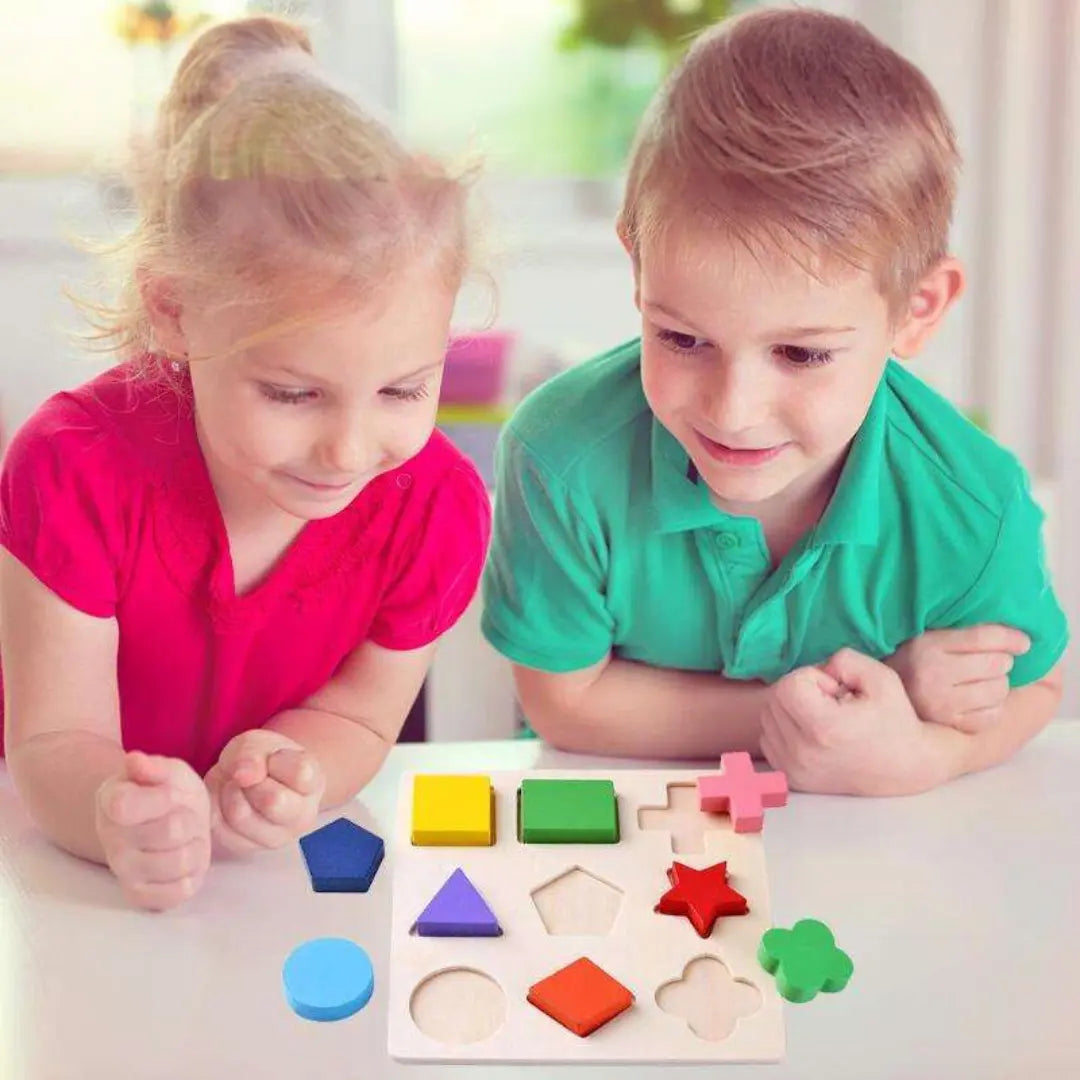 Simple Montessori Shapes and Colours Wooden Puzzle for Toddlers My Store