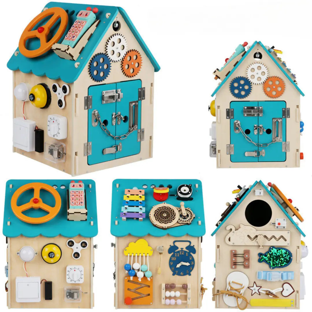 Handcrafted Montessori Wooden Activity House My Store