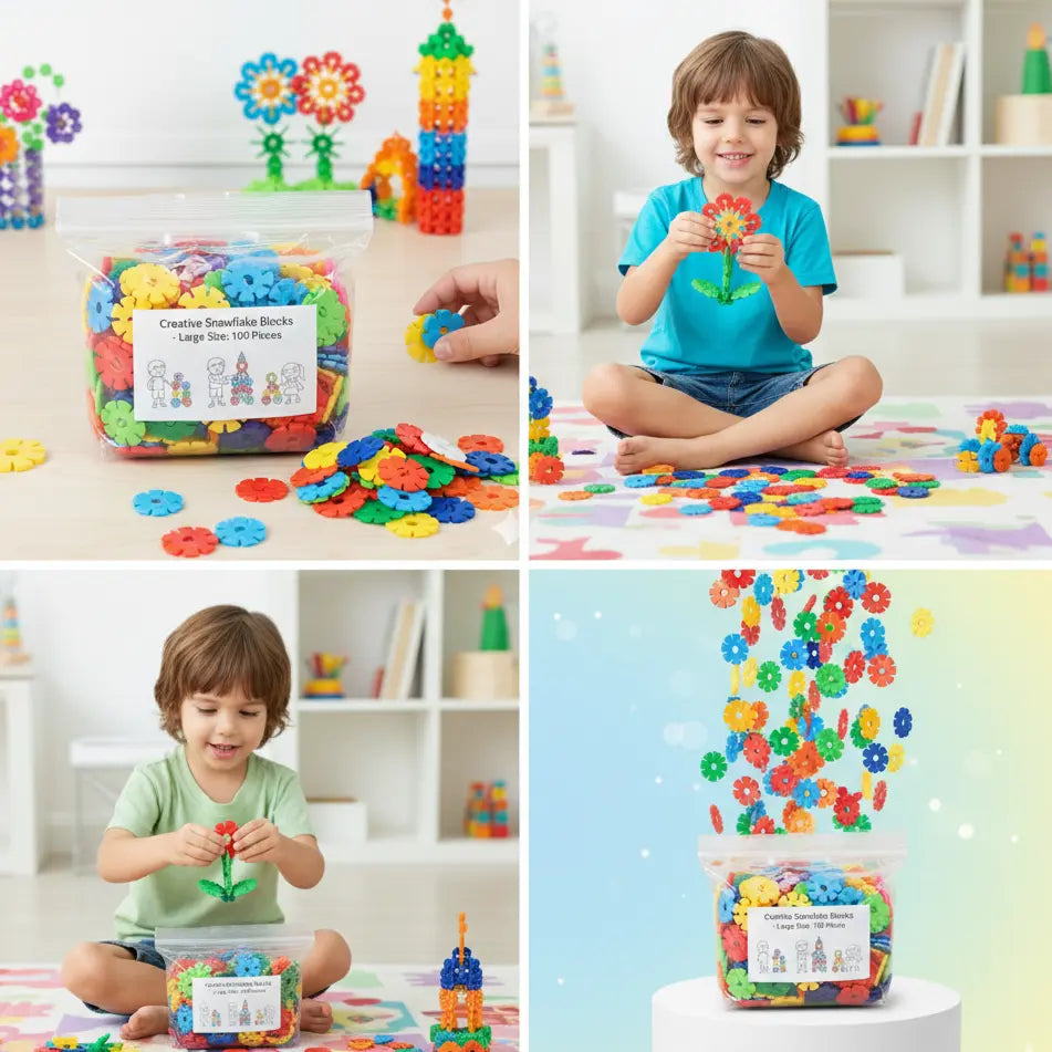 Flake-shaped Montessori Building Blocks My Store