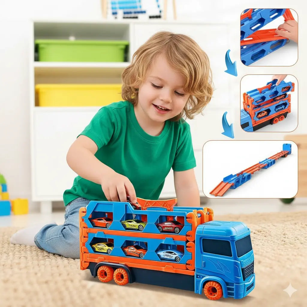 Car Play Truck with Foldable Catapult Racetrack My Store