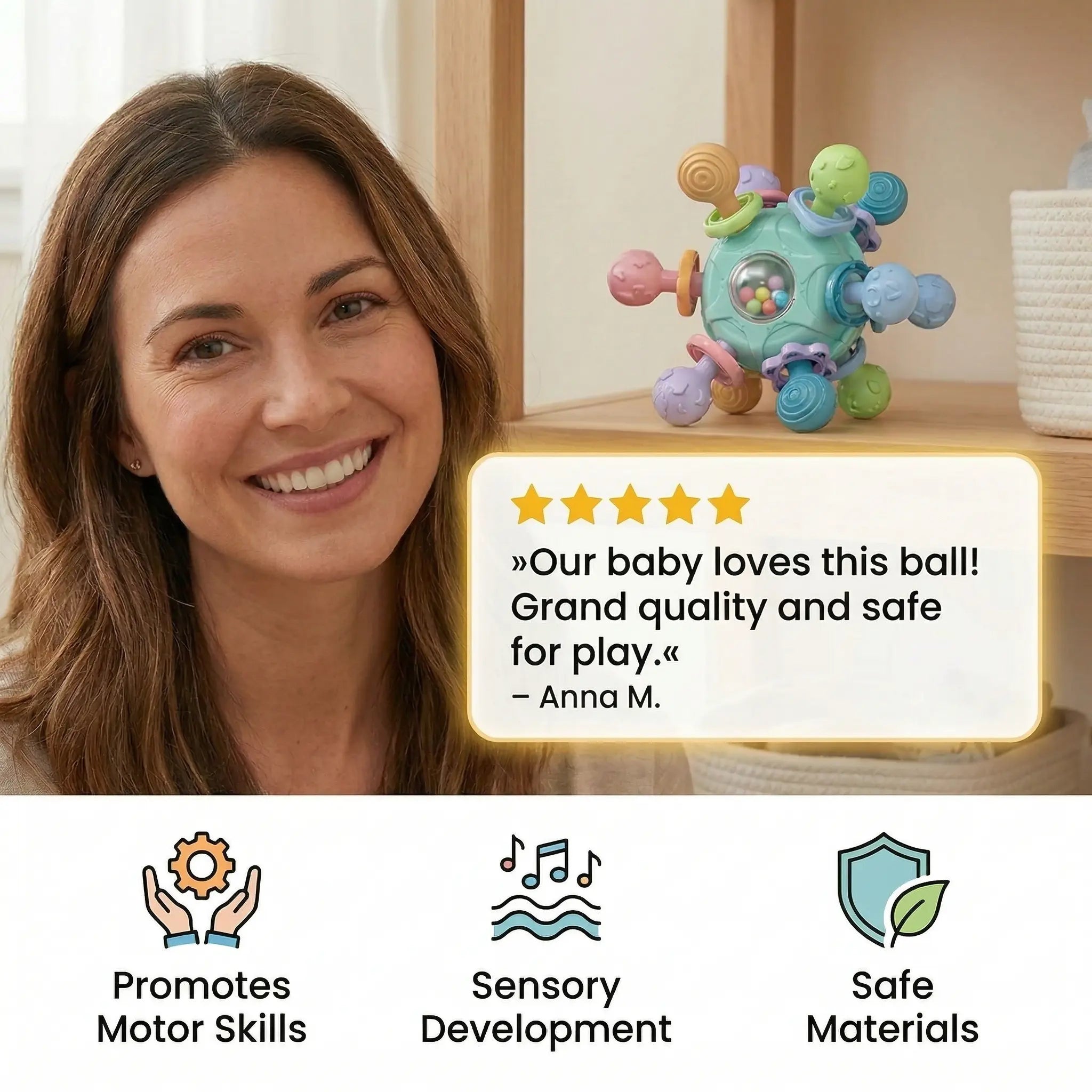 Sensory Baby Grasp Ball with Silicone Teething Aid and Rattle My Store
