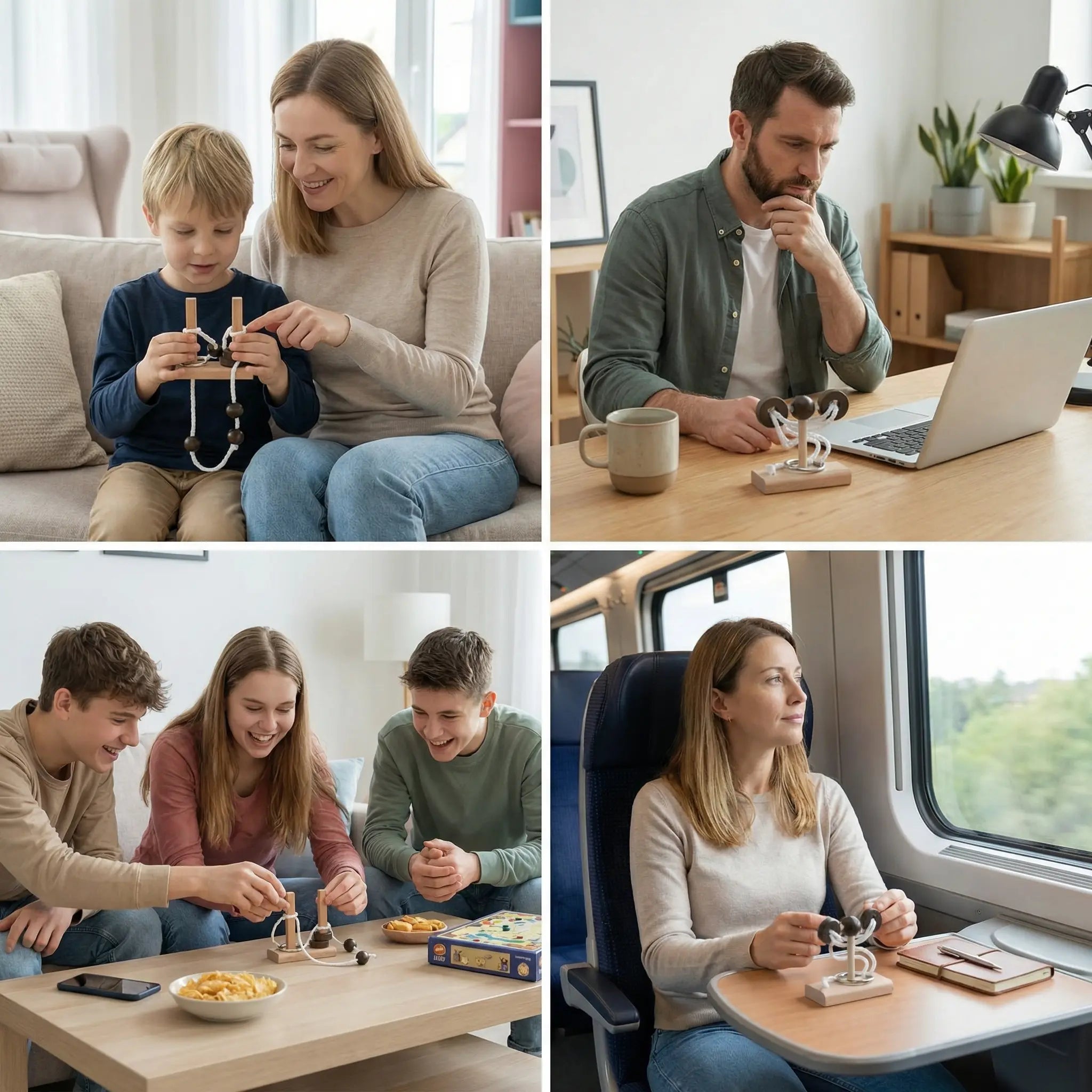 Handmade Wooden IQ Puzzle with Rope – A Thinking Game for the Whole Family My Store