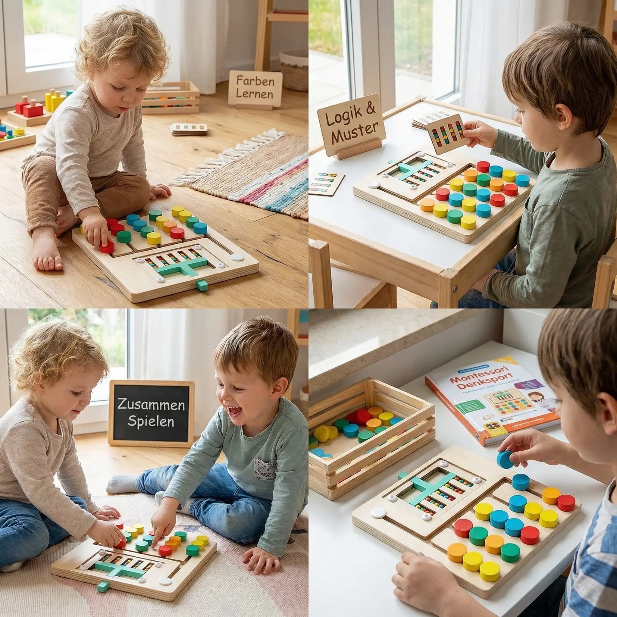 Four-Colour Logic Sorting Game Made of Wood – Montessori Learning & Thinking Game for Children My Store