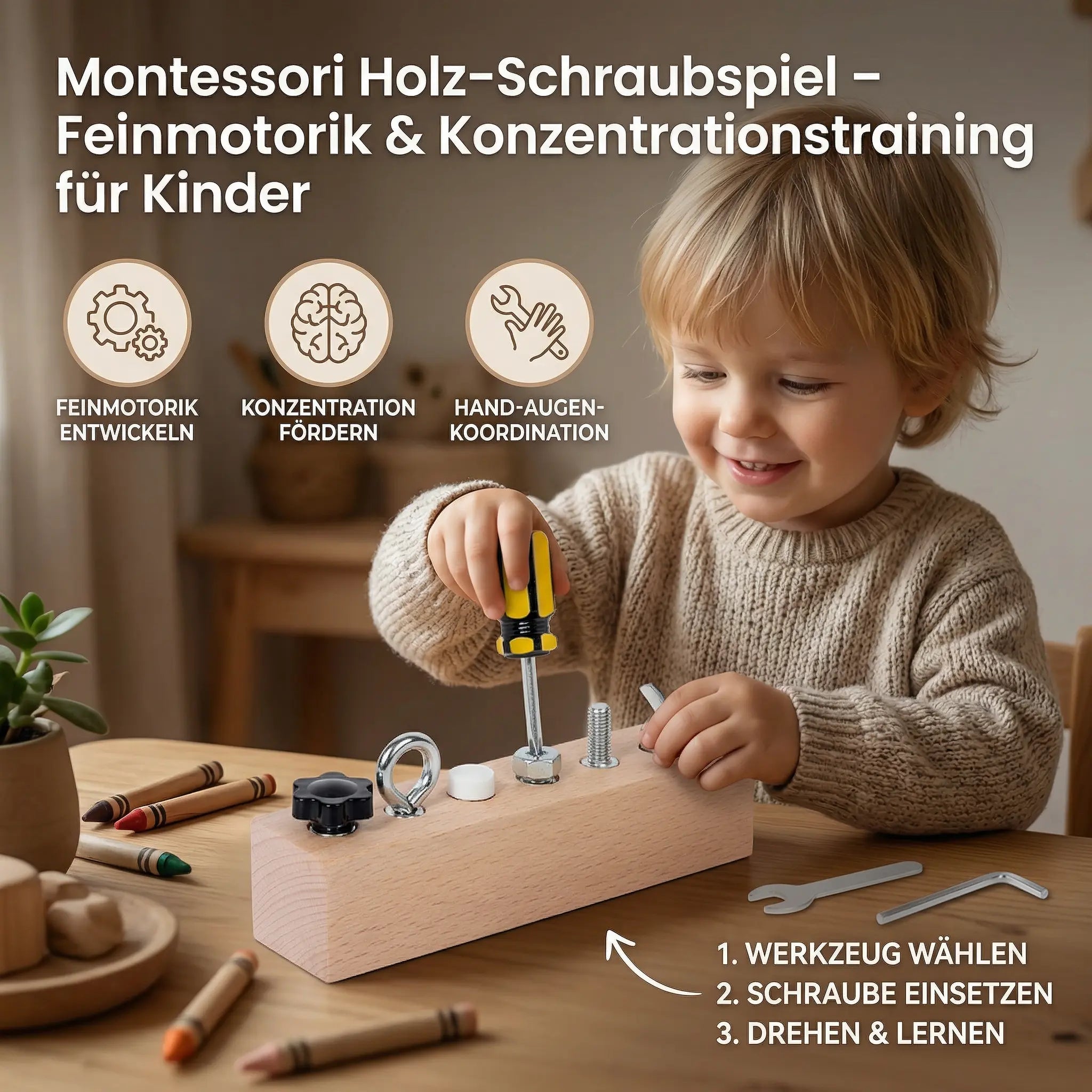 Montessori Wooden Screw Game – Fine Motor Skills & Concentration Training for Children My Store