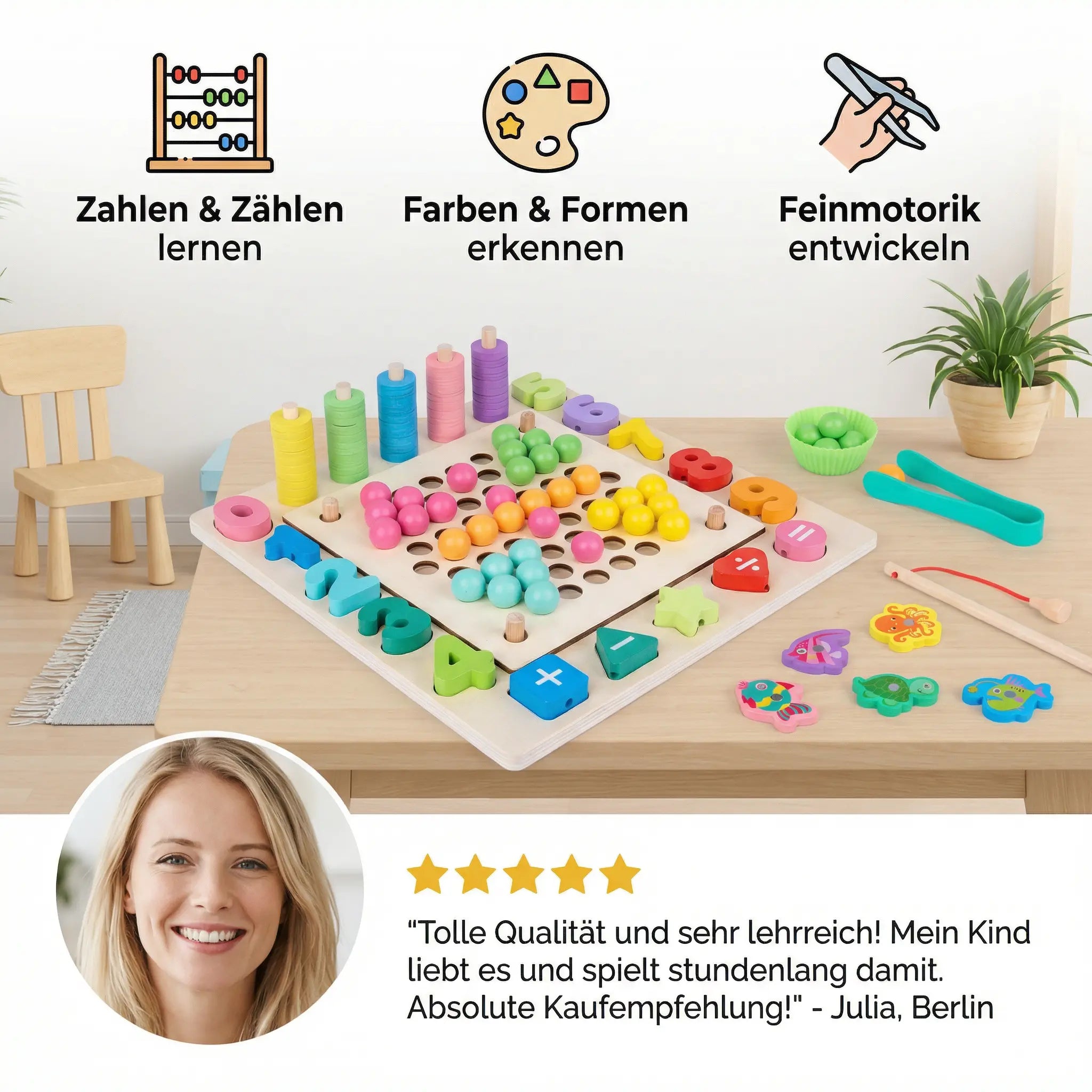 Montessori 6-in-1 Wooden Fishing Game – Educational Toy for Numbers, Colours & Fine Motor Skills My Store