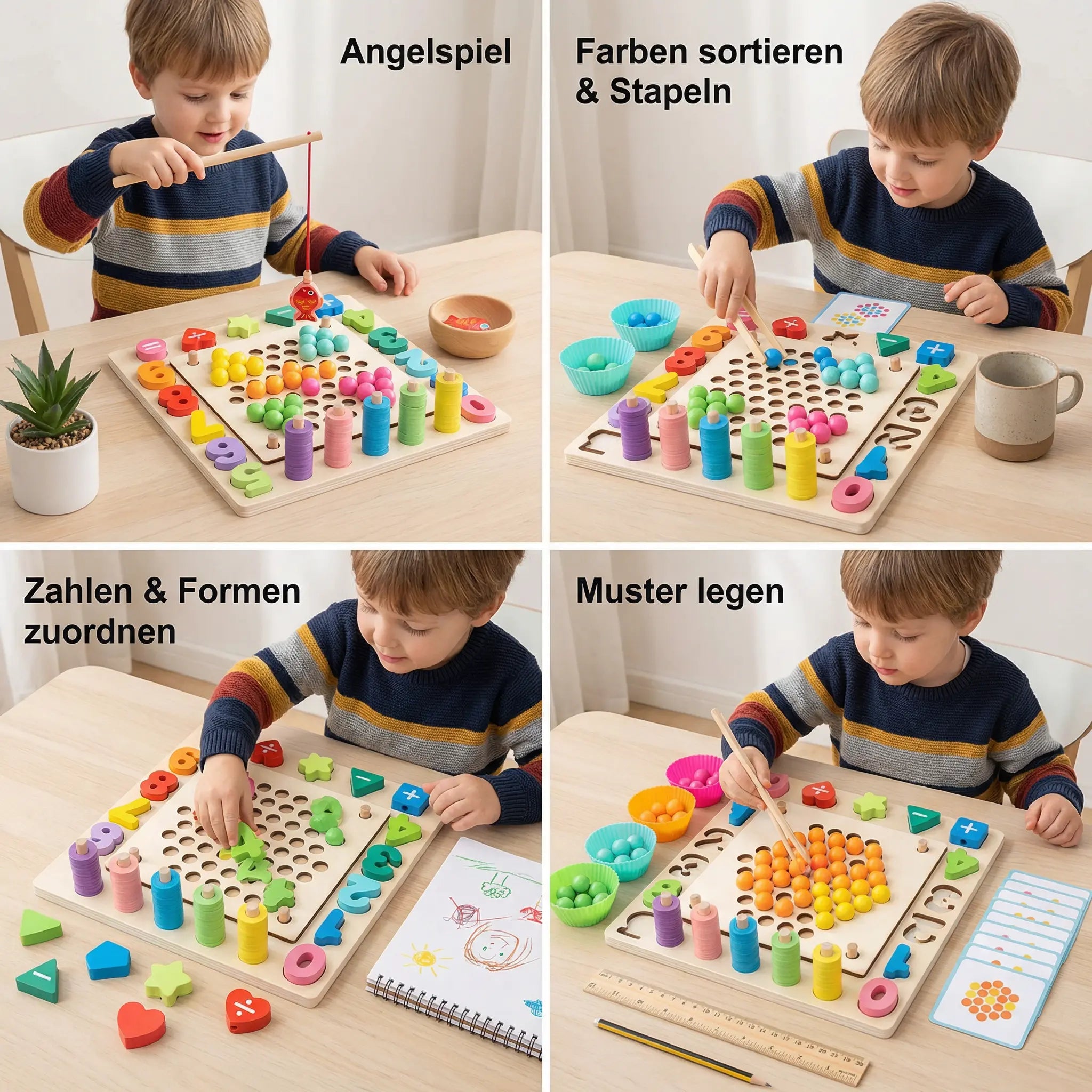 Montessori 6-in-1 Wooden Fishing Game – Educational Toy for Numbers, Colours & Fine Motor Skills My Store