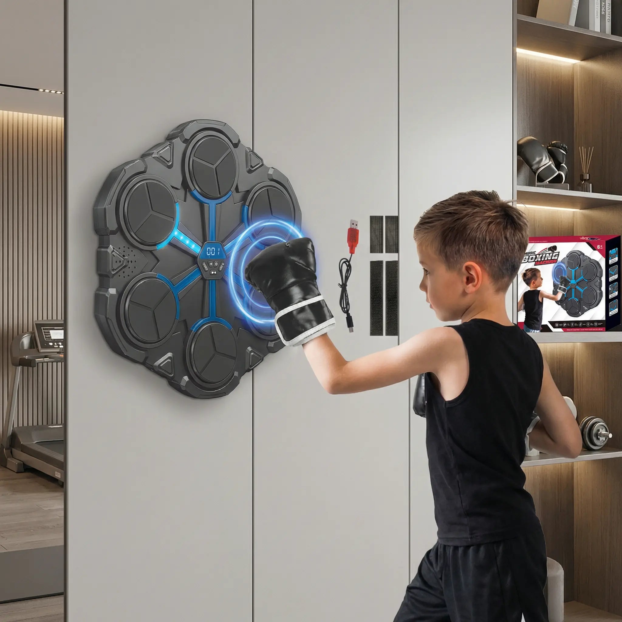 Bluetooth Wall-Mounted Music Boxing Trainer – Interactive Punching Target with Light & Sound My Store