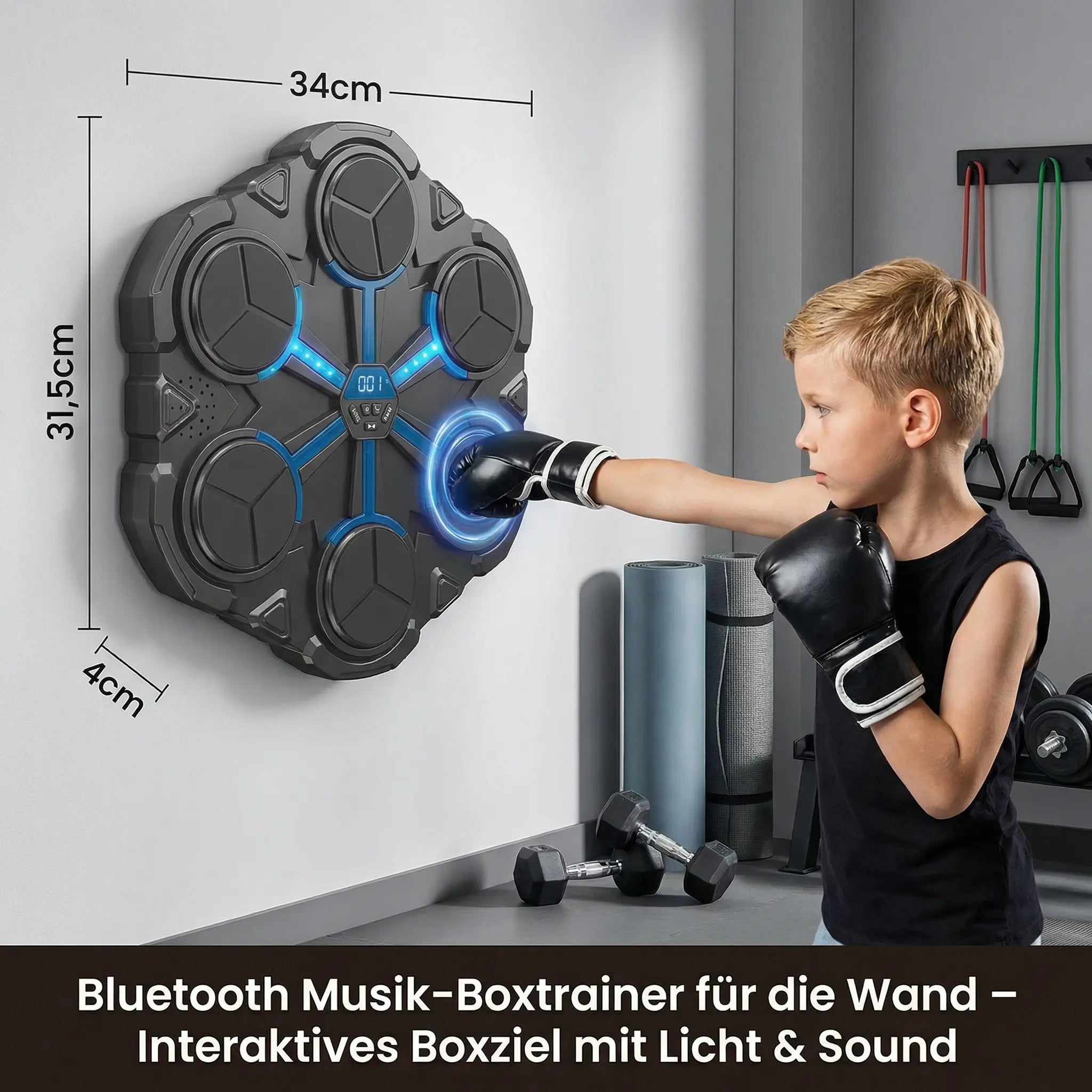 Bluetooth Wall-Mounted Music Boxing Trainer – Interactive Punching Target with Light & Sound My Store