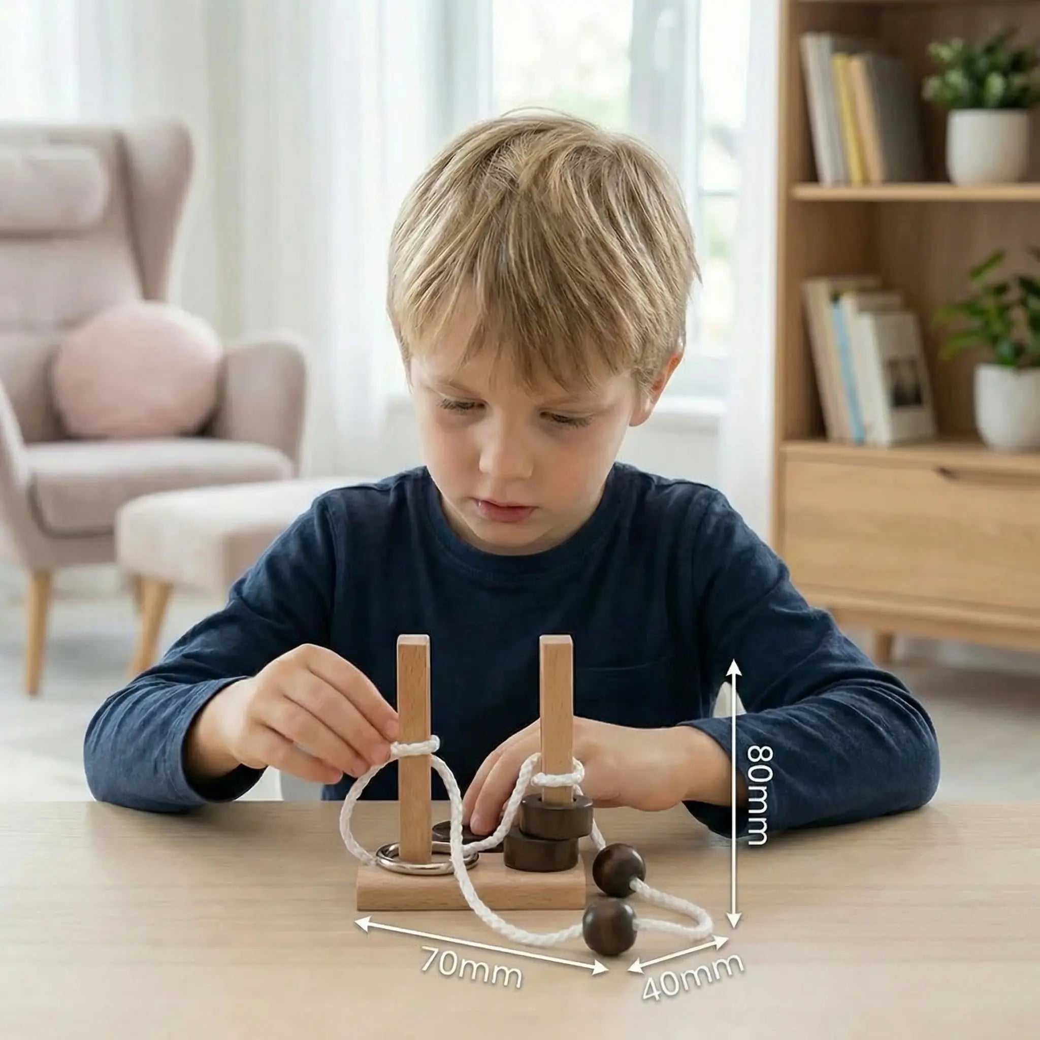 Handmade Wooden IQ Puzzle with Rope – A Thinking Game for the Whole Family My Store