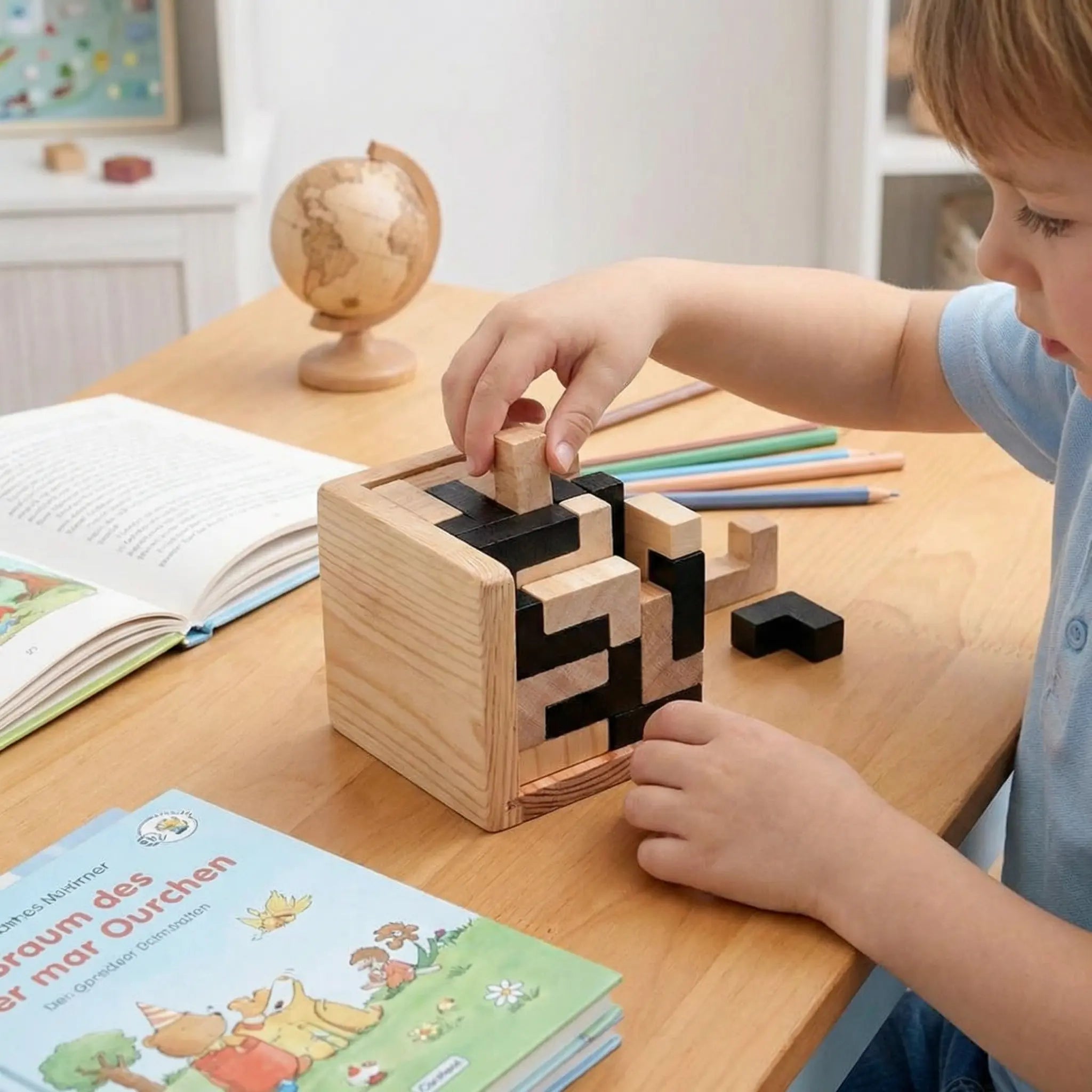 Handcrafted 3D Wooden Cube Puzzle – Puzzle & Learning Game for Children (54 Pieces) My Store