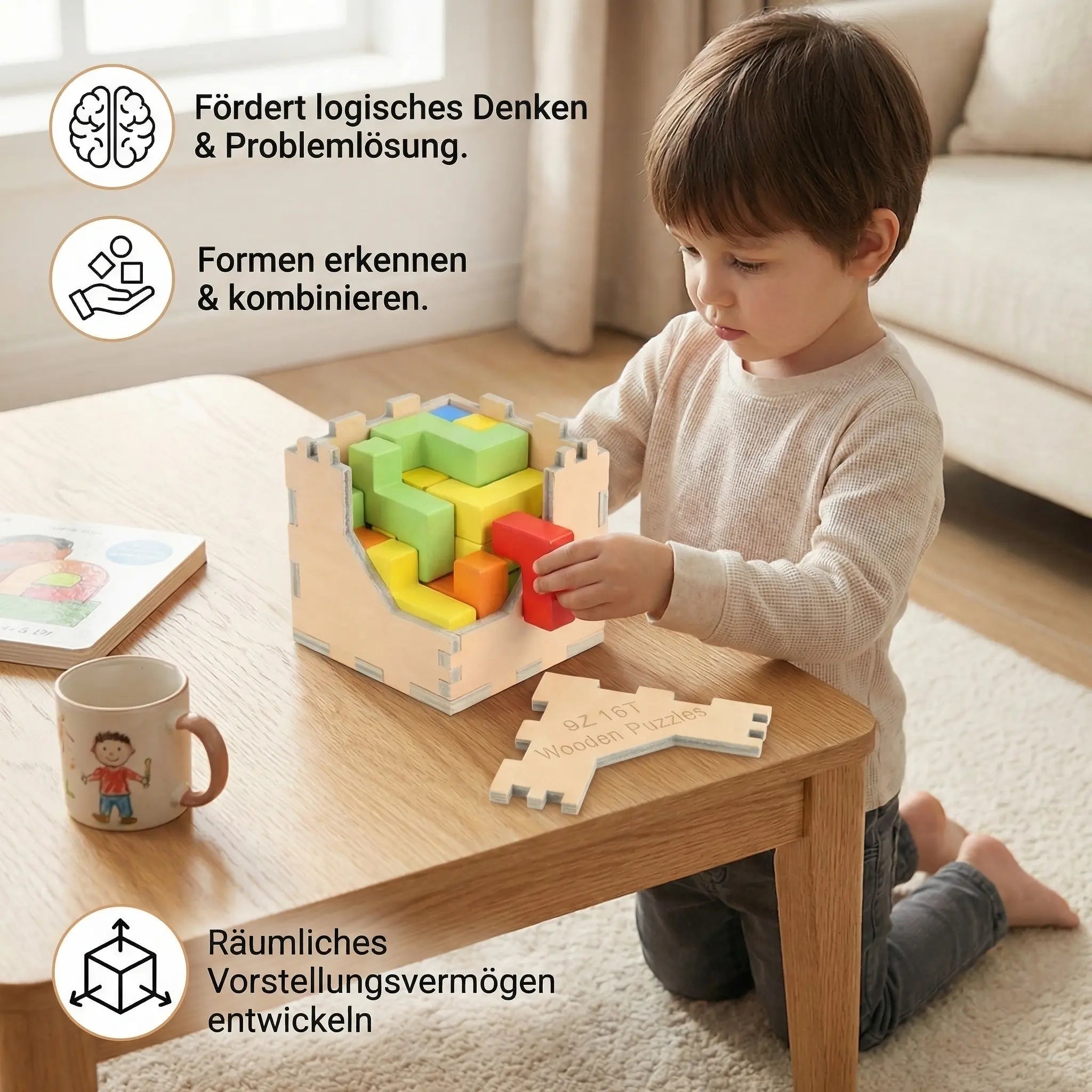 3D Wooden Logic Puzzle & Shape Challenge My Store