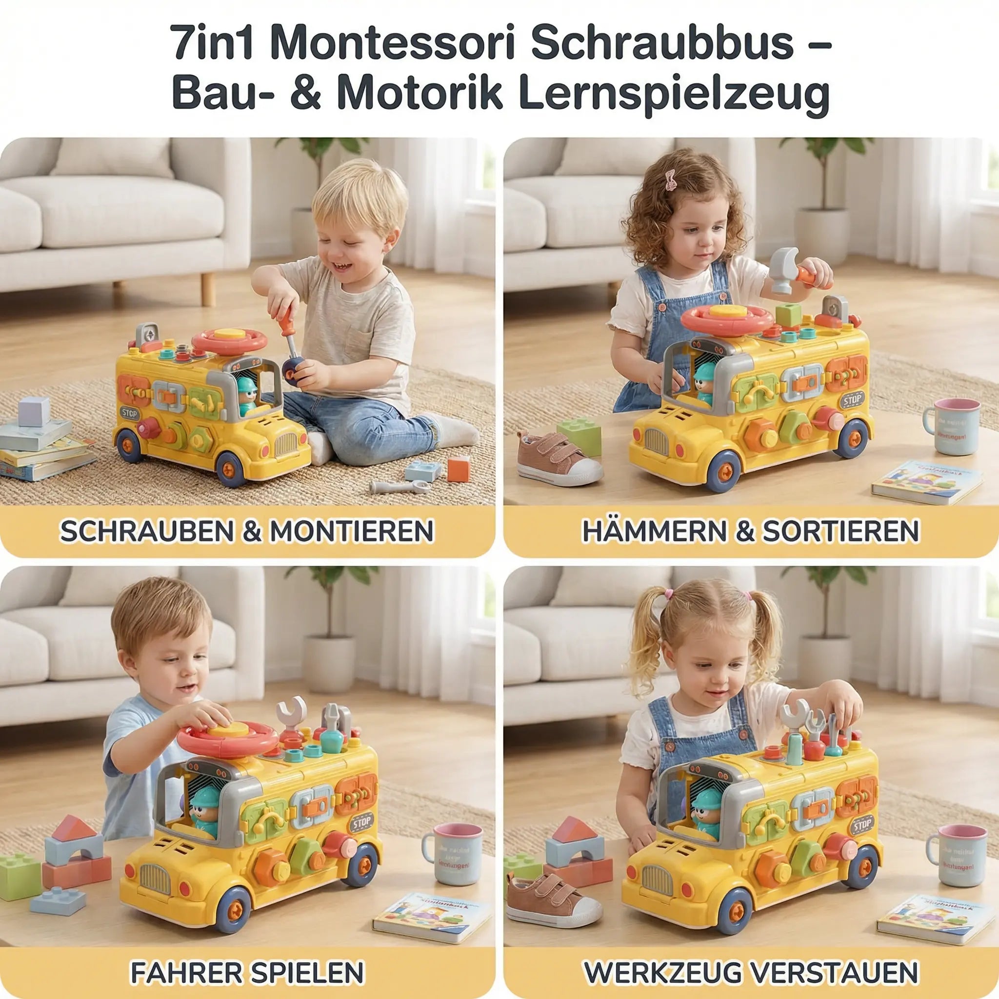 7-in-1 Montessori Screw Bus – Construction & Motor Skills Learning Toy for Dismantling and Assembling My Store