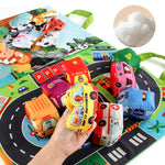 2in1 Sensory Plush Toy Cars with Road Mat and Travel Bag My Store
