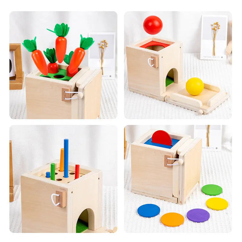 Montessori Wooden Play Box with Various Tasks and Solutions My Store