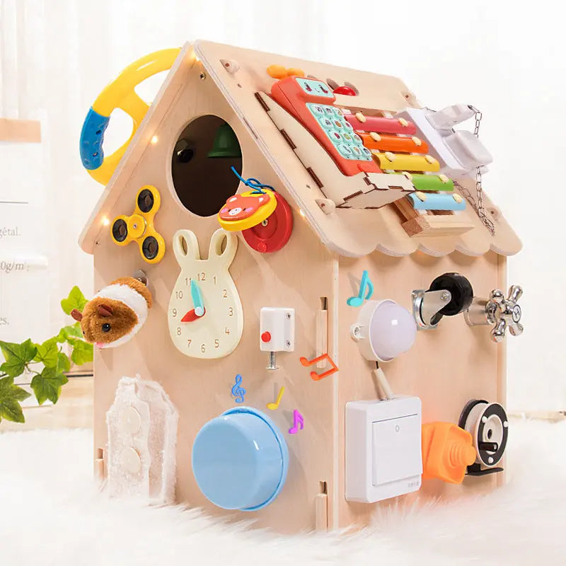 Handcrafted Montessori Wooden Activity House My Store