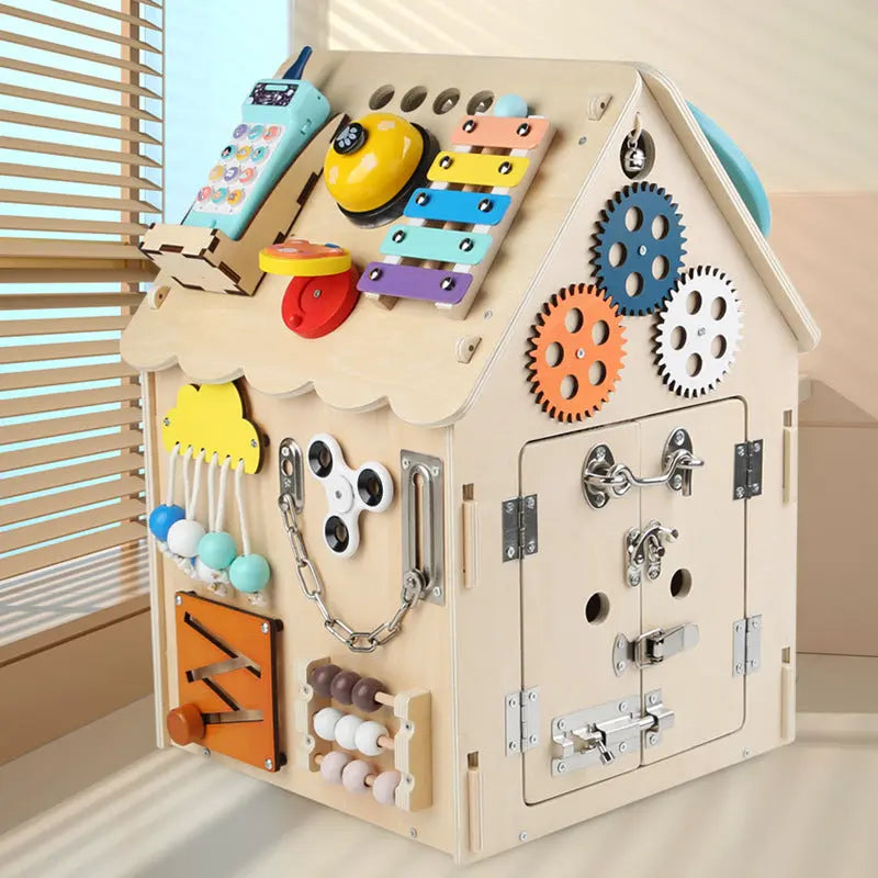 Handcrafted Montessori Wooden Activity House My Store