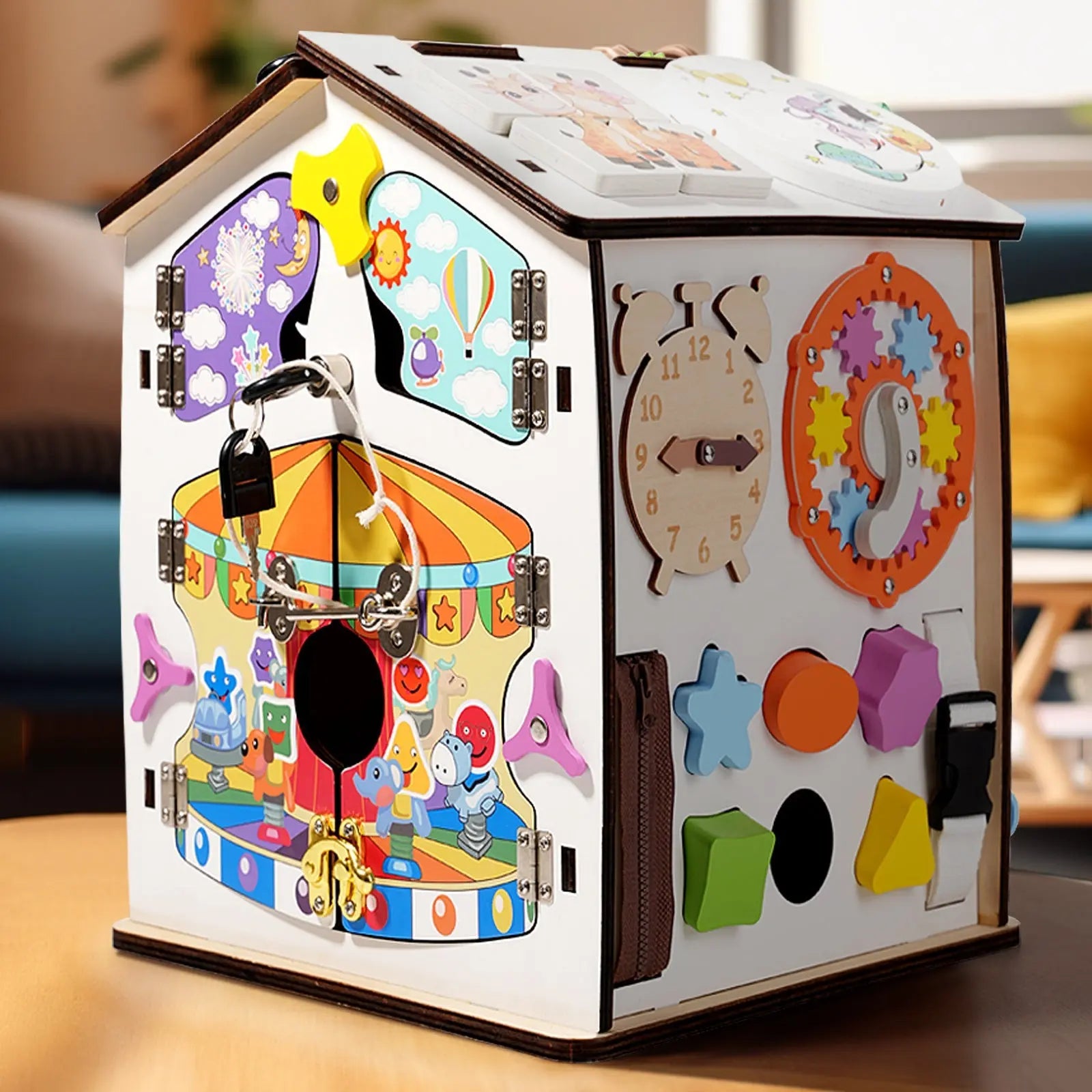 Handcrafted Montessori Wooden Activity House My Store