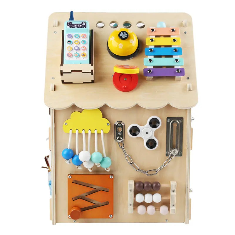 Handcrafted Montessori Wooden Activity House My Store