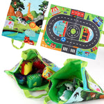 2in1 Sensory Plush Toy Cars with Road Mat and Travel Bag My Store