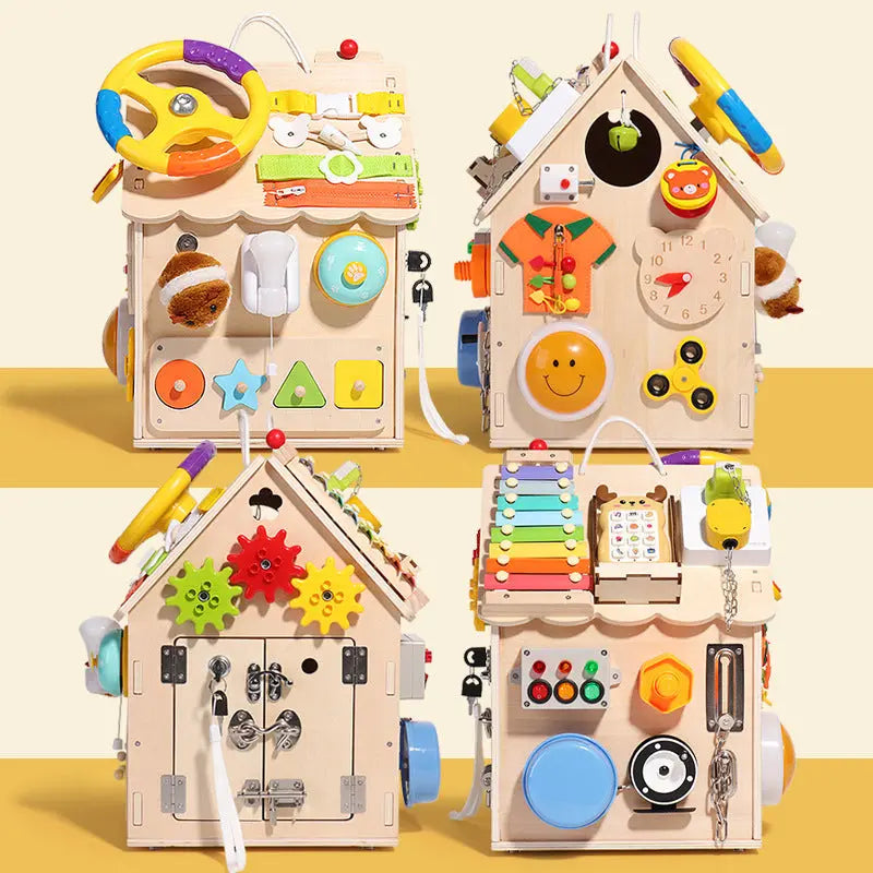 Handcrafted Montessori Wooden Activity House My Store