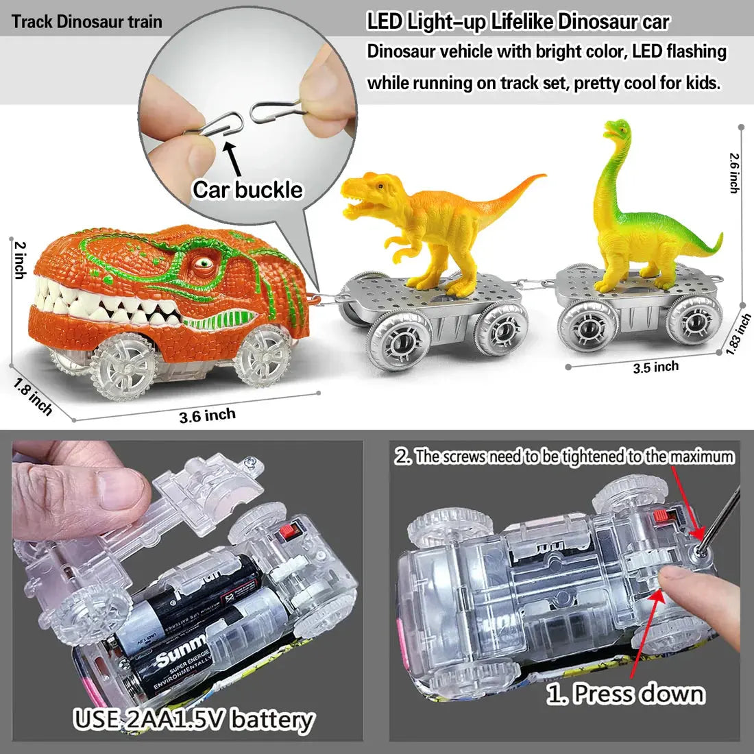 Dinosaur Adventure Track – Flexible Race Track with Illuminated Train My Store