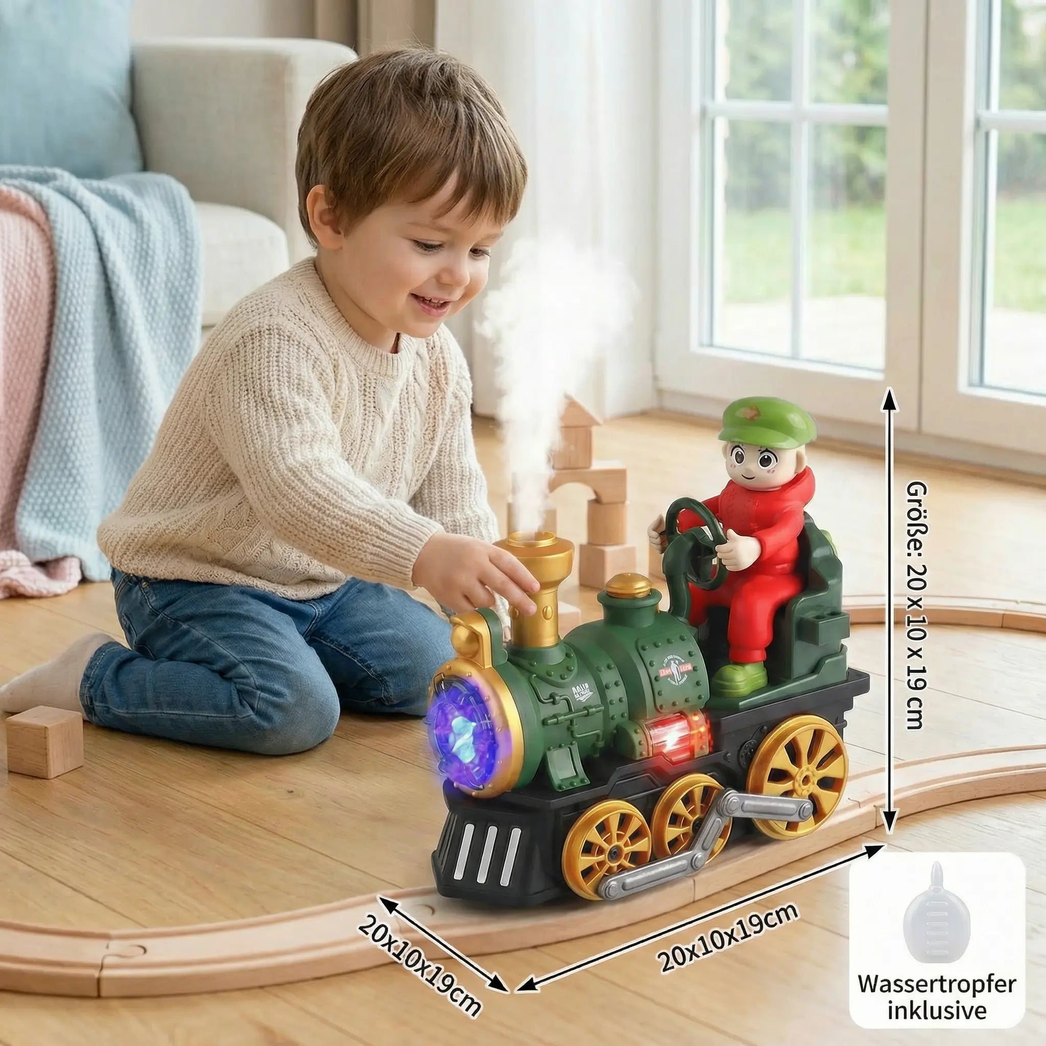 Cute Toy Steam Train with Light, Music & Smoke Effect My Store