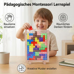 3D Colour Building Block Puzzle with Wooden Frame – Educational Montessori Learning Game My Store