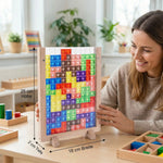 3D Colour Building Block Puzzle with Wooden Frame – Educational Montessori Learning Game My Store