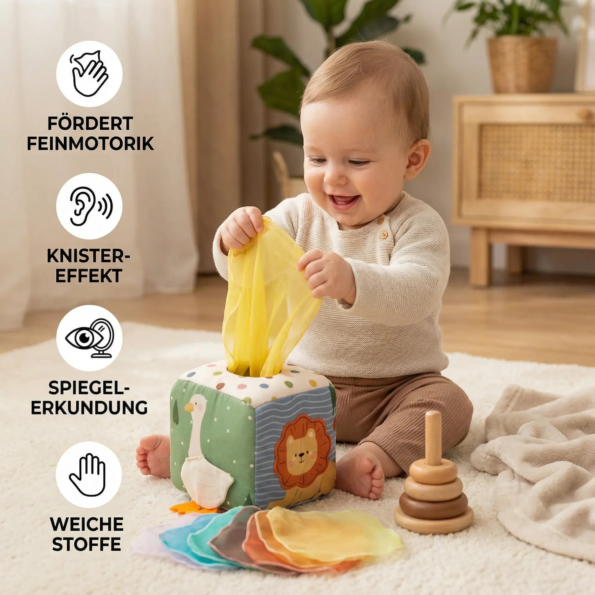 Montessori Baby Sensory Cloth Box – Soft Crinkle & Touch Play My Store