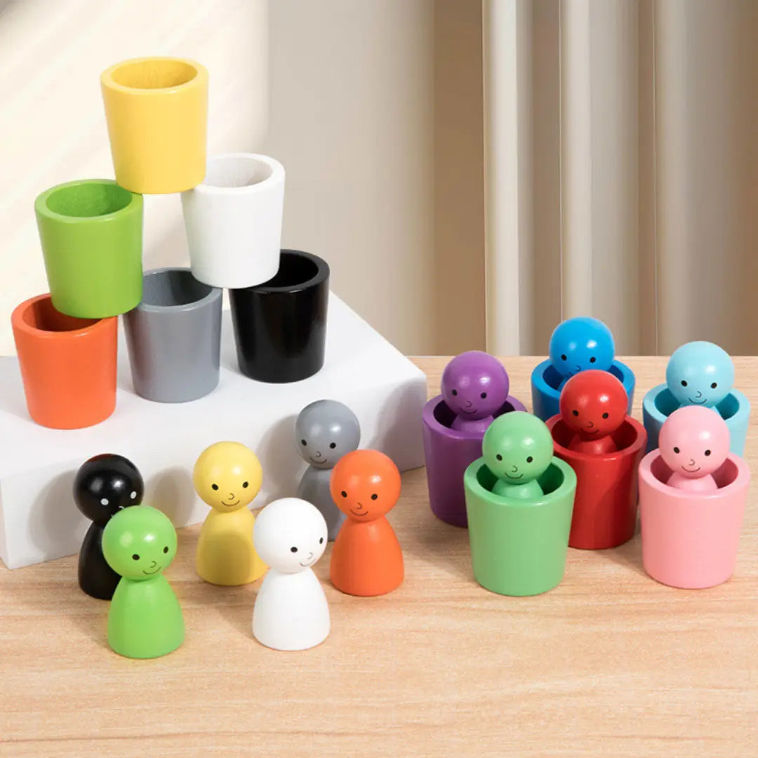 Montessori Colour Sorting Cups Learning Game Made of Wood My Store