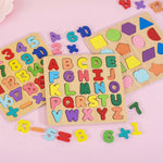 Simple Wooden Shapes, Numbers and Letters Puzzle My Store