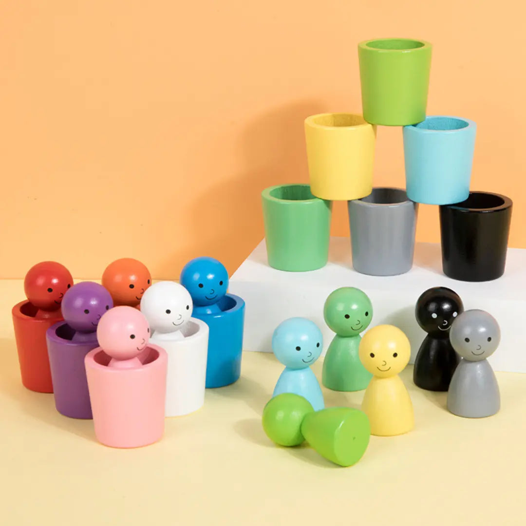 Montessori Colour Sorting Cups Learning Game Made of Wood My Store