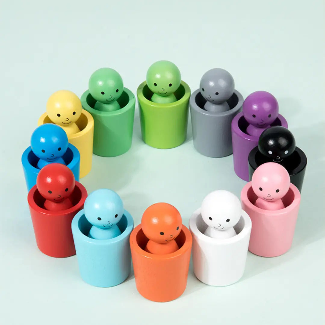 Montessori Colour Sorting Cups Learning Game Made of Wood My Store