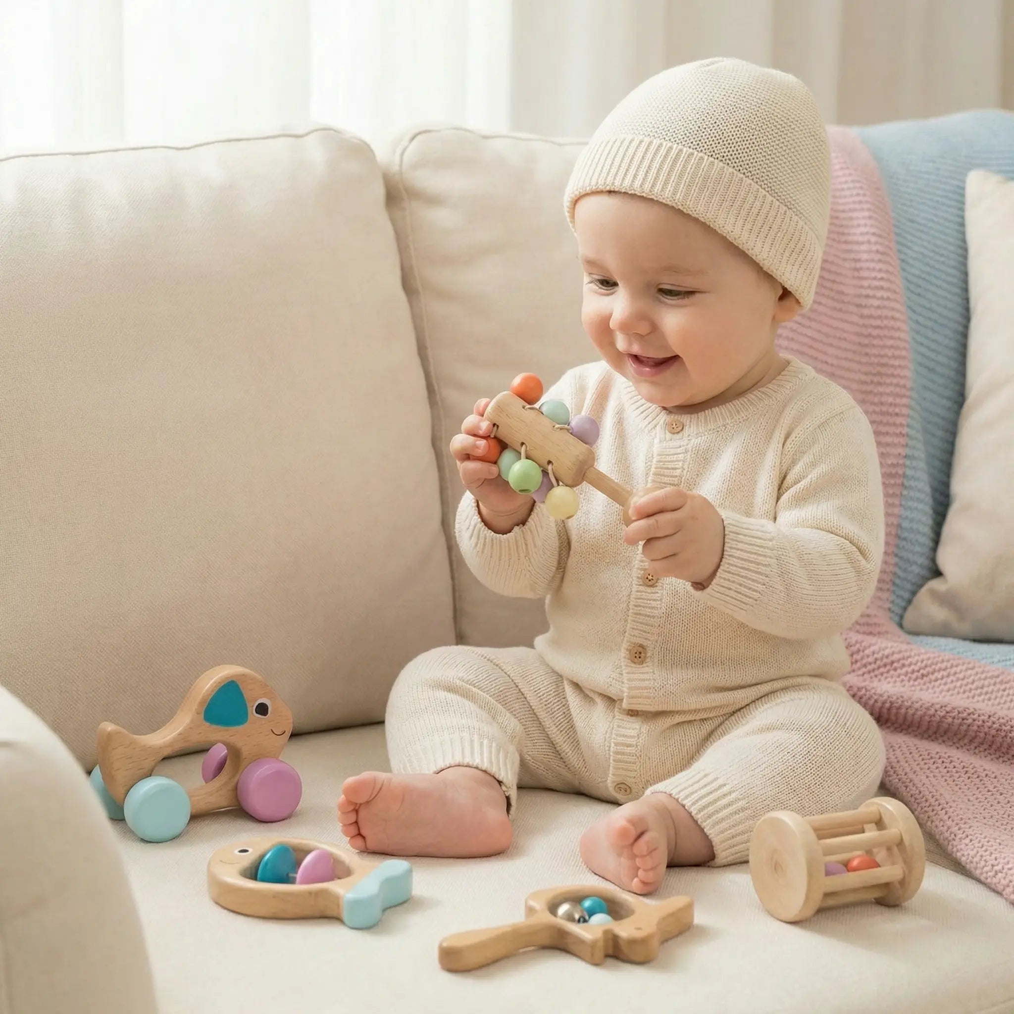 Wooden Baby Gift Set – Rattle & Musical Toy for Newborns My Store