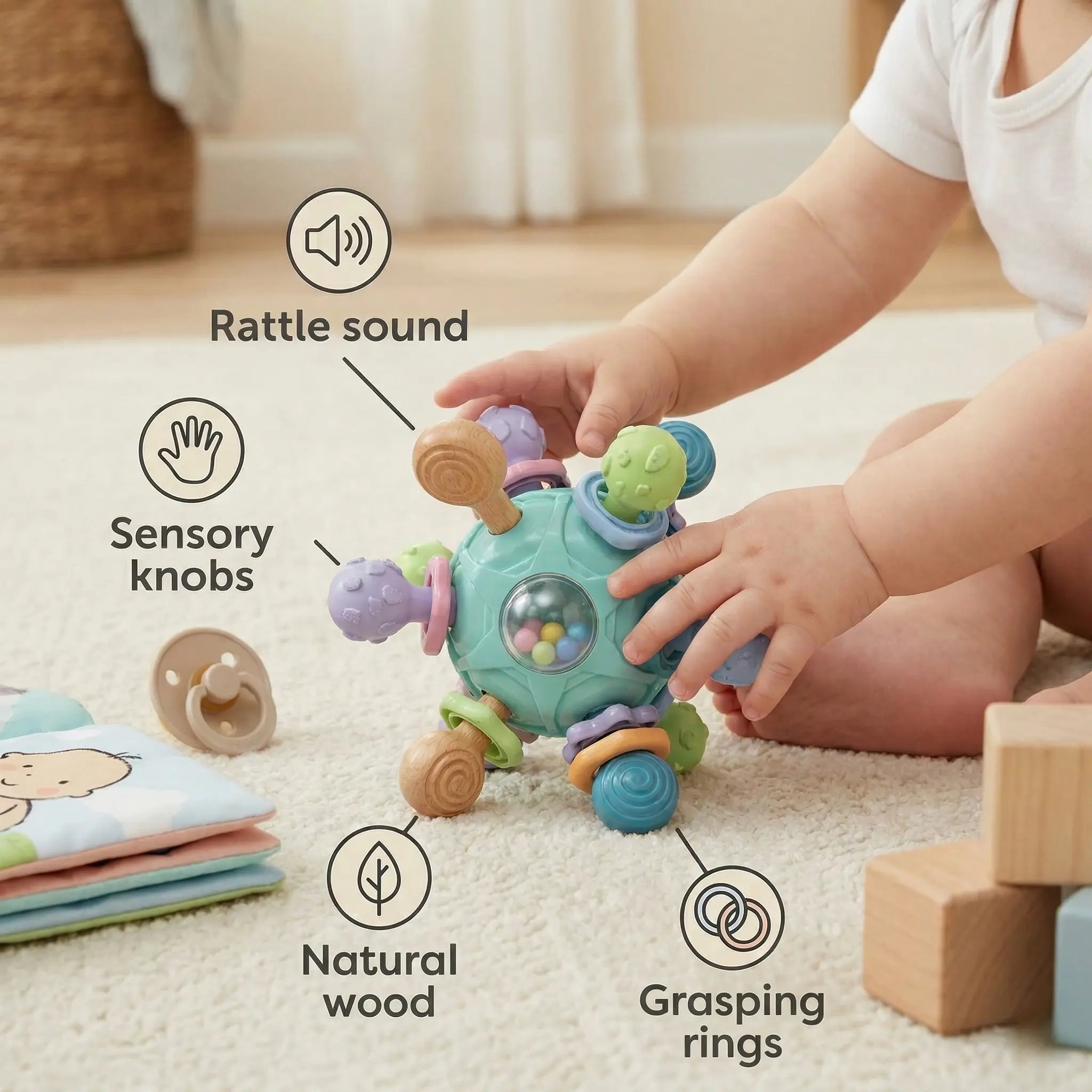 Sensory Baby Grasp Ball with Silicone Teething Aid and Rattle My Store