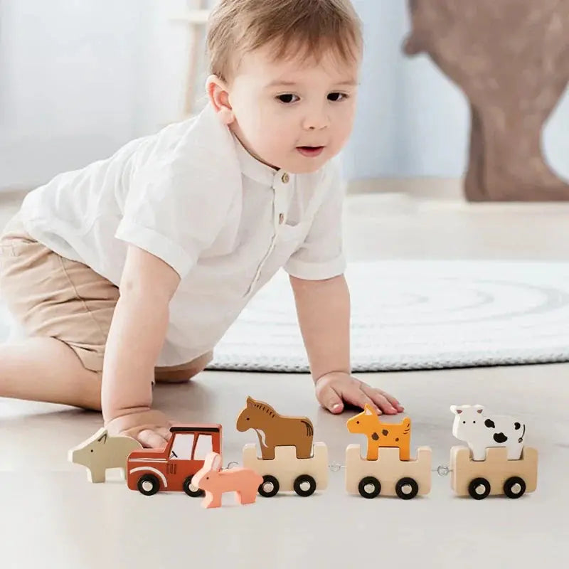 Wooden Farm Animal Train My Store