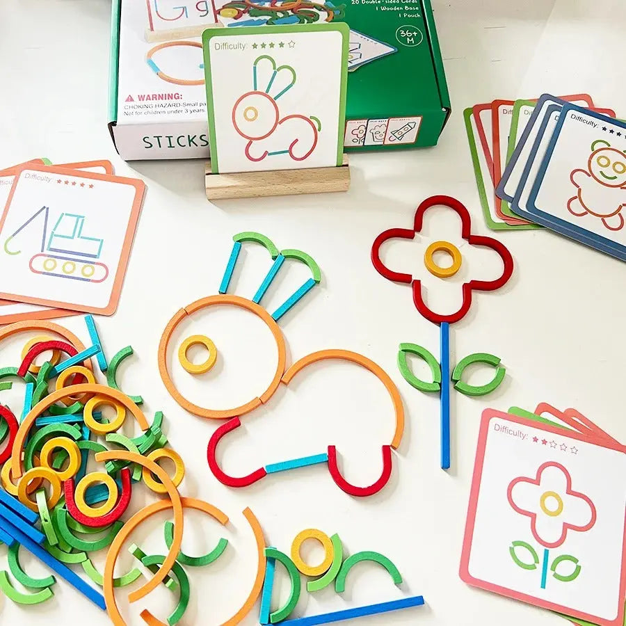 Educational Montessori Sticks and Rings Puzzle Blocks My Store
